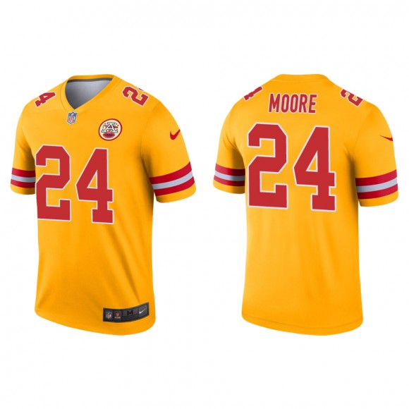 Men's Chiefs Skyy Moore Gold 2022 NFL Draft Inverted Legend Jersey