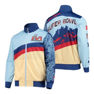 Super Bowl LVI Starter x MSX by Michael Strahan Blue Cream Skyline Track Jacket