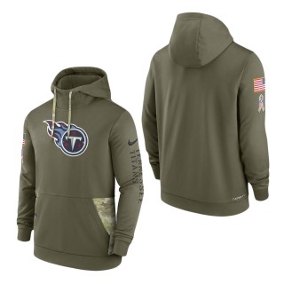 Men's Tennessee Titans Olive 2022 Salute to Service Therma Performance Pullover Hoodie