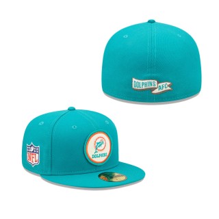 Men's Miami Dolphins Aqua 2022 Sideline 59FIFTY Historic Fitted Hat