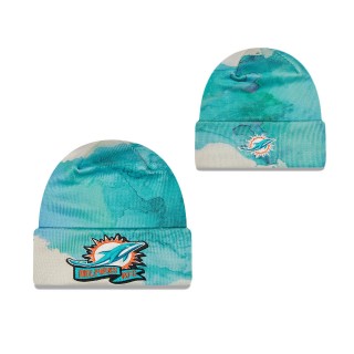 Men's Miami Dolphins Aqua 2022 Sideline Ink Dye Cuffed Knit Hat
