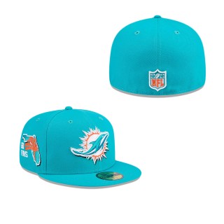 Miami Dolphins Aqua 2024 NFL Draft 59FIFTY Fitted Hat