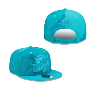 Men's Miami Dolphins Aqua Ink Dye Tonal 2022 Sideline 9FIFTY Snapback Hat