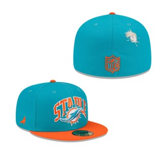 Men's Miami Dolphins Aqua Orange NFL x Staple Collection 59FIFTY Fitted Hat