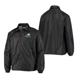 Miami Dolphins Black Coaches Classic Raglan Full-Snap Windbreaker Jacket
