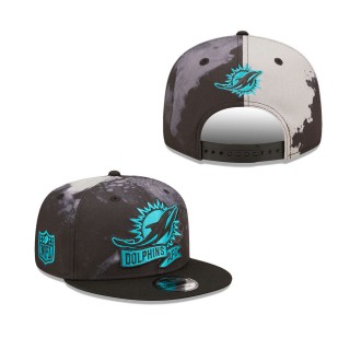Men's Miami Dolphins Black Ink Dye 2022 Sideline 9FIFTY Snapback Hat