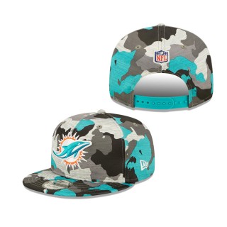 Men's Miami Dolphins Camo 2022 NFL Training Camp Official 9FIFTY Snapback Adjustable Hat