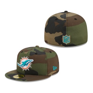 Men's Miami Dolphins New Era Camo Woodland 59FIFTY Fitted Hat