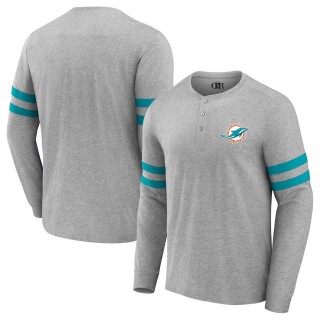 Miami Dolphins NFL x Darius Rucker Henley Long Sleeve T-Shirt Heather Gray