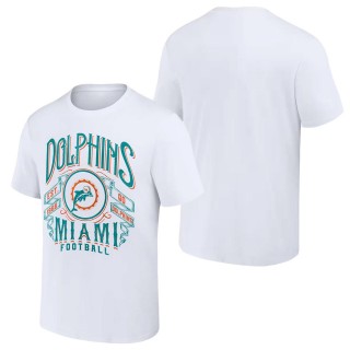 Miami Dolphins NFL x Darius Rucker Collection White Vintage Football T-Shirt