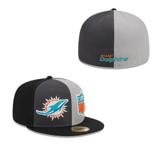 Miami Dolphins Gray Black 2023 Sideline 59FIFTY Fitted Hat