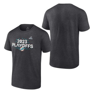 Miami Dolphins Heather Charcoal 2023 NFL Playoffs T-Shirt