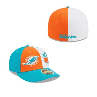 Miami Dolphins Orange Aqua 2023 Sideline Low Profile 59FIFTY Fitted Hat