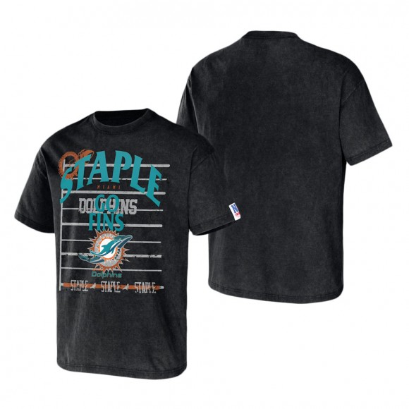 Men's Miami Dolphins NFL x Staple Black Throwback Vintage Wash T-Shirt