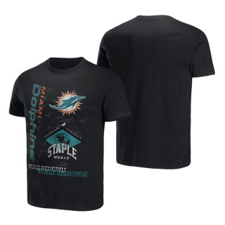 Men's Miami Dolphins NFL x Staple Black World Renowned T-Shirt