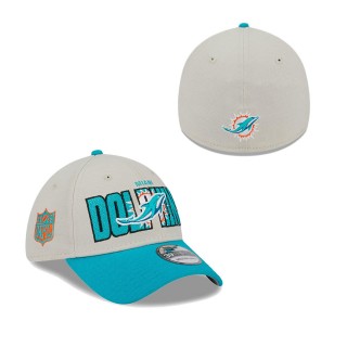 Men's Miami Dolphins Stone Aqua 2023 NFL Draft 39THIRTY Flex Hat