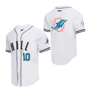 Miami Dolphins Tyreek Hill Pro Standard White Mesh Baseball Button-Up T-Shirt