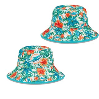 Miami Dolphins White Botanical Bucket Hat