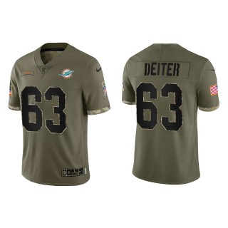 Michael Deiter Miami Dolphins Olive 2022 Salute To Service Limited Jersey