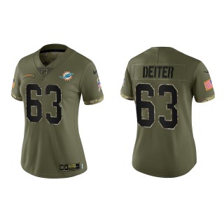 Michael Deiter Women's Miami Dolphins Olive 2022 Salute To Service Limited Jersey