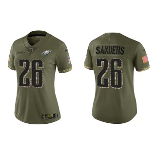 Miles Sanders Women's Philadelphia Eagles Olive 2022 Salute To Service Limited Jersey