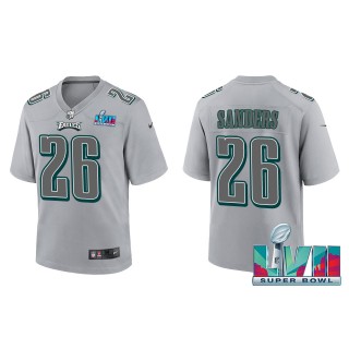 Miles Sanders Youth Philadelphia Eagles Nike Gray Super Bowl LVII Patch Atmosphere Fashion Game Jersey
