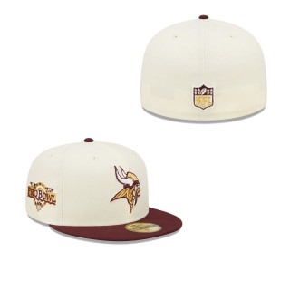 Men's Minnesota Vikings Cream Maroon Gridiron Classics 1991 Hawaii Pro Bowl Exclusive 59FIFTY Fitted Hat