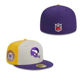 Minnesota Vikings Cream Purple 2023 Sideline Historic 59FIFTY Fitted Hat