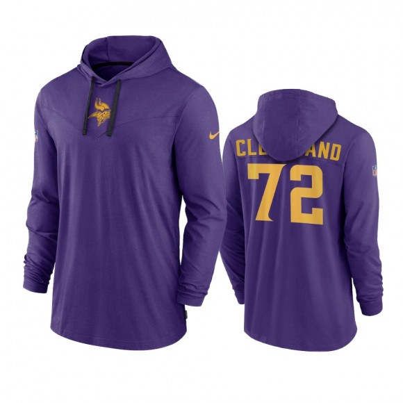 Men's Minnesota Vikings Ezra Cleveland Purple Hoodie Tri-Blend Sideline Performance T-Shirt