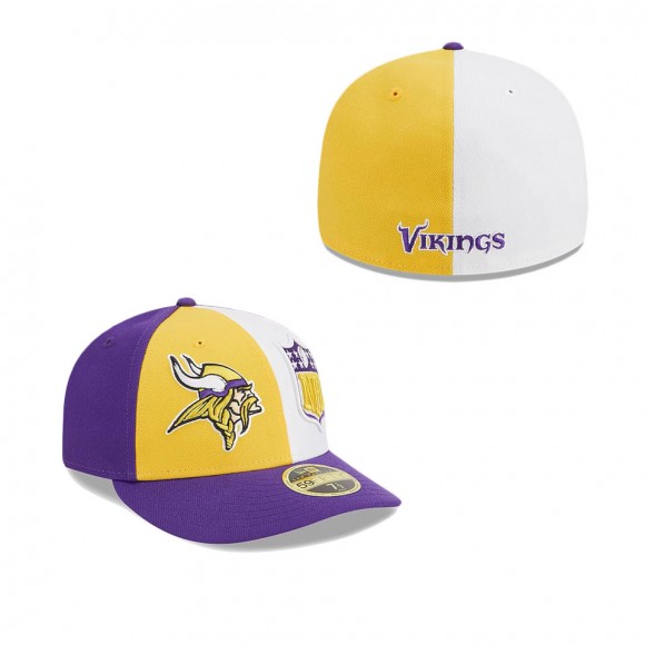 Minnesota Vikings Gold Purple 2023 Sideline Low Profile 59FIFTY Fitted Hat