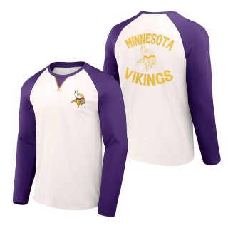 Minnesota Vikings NFL x Darius Rucker Collection Cream Purple Long Sleeve Raglan T-Shirt