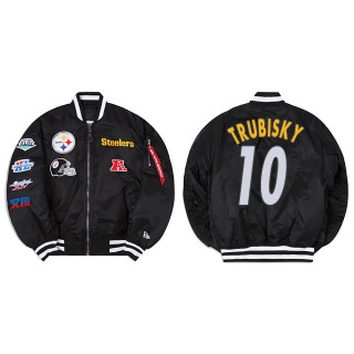Mitchell Trubisky Alpha Industries X Pittsburgh Steelers MA-1 Bomber Black Jacket