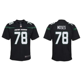 Youth Morgan Moses Jets Black Game Jersey