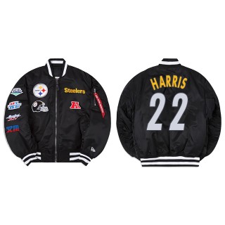 Najee Harris Alpha Industries X Pittsburgh Steelers MA-1 Bomber Black Jacket