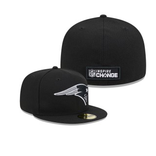 New England Patriots Black 2023 Inspire Change 59FIFTY Fitted Hat