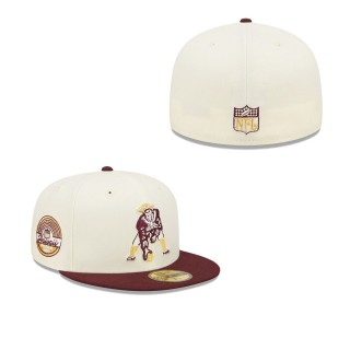 Men's New England Patriots Cream Maroon Gridiron Classics 1980 Hawaii Pro Bowl Exclusive 59FIFTY Fitted Hat
