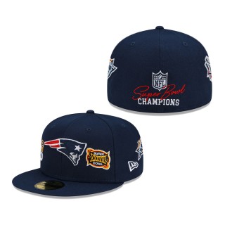 Men's New England Patriots New Era Navy 6x Super Bowl Champions Count The Rings 59FIFTY Fitted Hat
