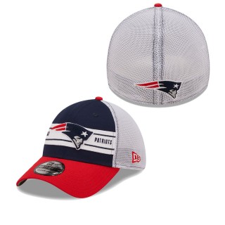 Men's New England Patriots Navy Red Team Banded 39THIRTY Flex Hat