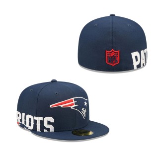 Men's New England Patriots Navy Side Split 59FIFTY Fitted Hat