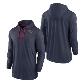 Men's New England Patriots Navy Sideline Pop Performance Pullover Long Sleeve Hoodie T-Shirt