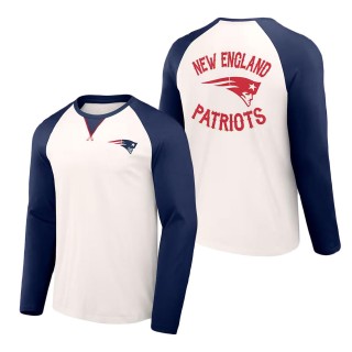 New England Patriots NFL x Darius Rucker Collection Cream Navy Long Sleeve Raglan T-Shirt