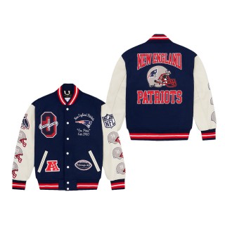 New England Patriots OVO x NFL Navy Full-Snap Varsity Jacket
