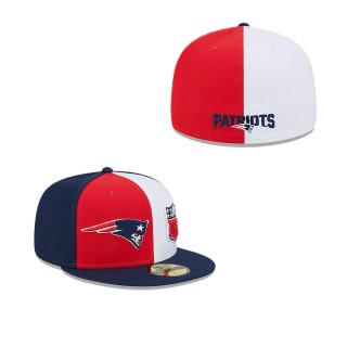 New England Patriots Red Navy 2023 Sideline 59FIFTY Fitted Hat