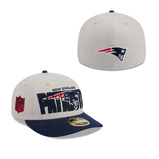 Men's New England Patriots Stone Navy 2023 NFL Draft Low Profile 59FIFTY Fitted Hat