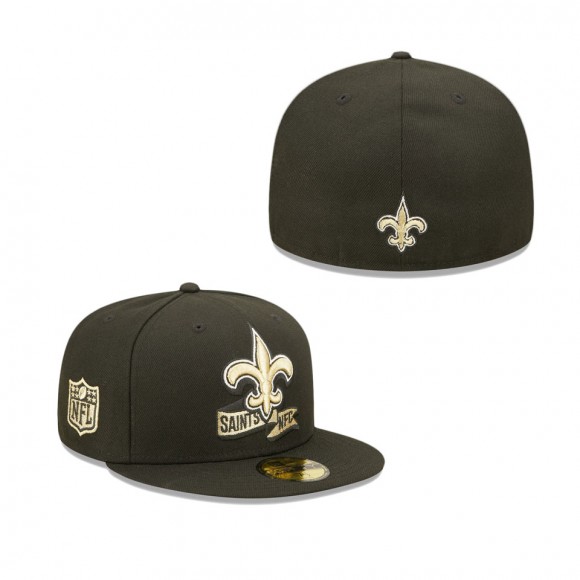 Men's New Orleans Saints Black 2022 Sideline 59FIFTY Pop Fitted Hat