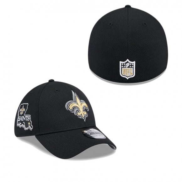 New Orleans Saints Black 2024 NFL Draft 39THIRTY Flex Hat