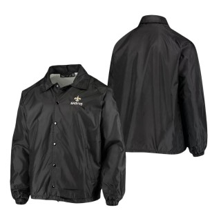 New Orleans Saints Black Coaches Classic Raglan Full-Snap Windbreaker Jacket