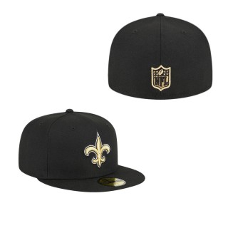 New Orleans Saints Black Main Fitted Hat