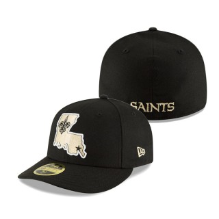 New Orleans Saints Black Alternate Logo Omaha Low Profile 59FIFTY Fitted Hat