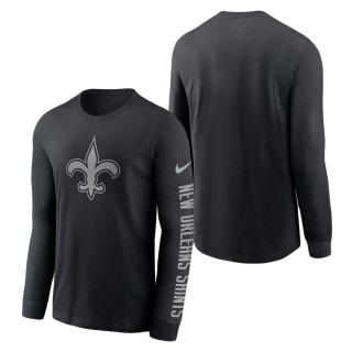 Men's New Orleans Saints Black RFLCTV Name and Logo T-Shirt